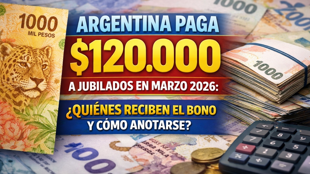 Argentina paga $120.000 a jubilados en marzo 2026: quiénes reciben el bono y cómo anotarse